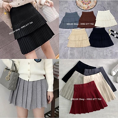 Set áo len dáng rộng màu xanh lục và chân váy xếp ly trẻ trung Hàn Quốc cho  nữ có bán lẻ  Shopee Việt Nam