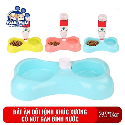 Tô  Chén Nhựa đôi hình khúc xương trung MoAnPetShopcom