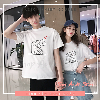 Mua Áo Đôi Giá Rẻ [ Hình In Không Bong Tróc] Top Áo Thun Cặp Bán Chạy Nhất,  Chất Thun Cotton Co Giãn Tốt, Dùng Làm Áo Đôi Tình Yêu, Áo Đôi
