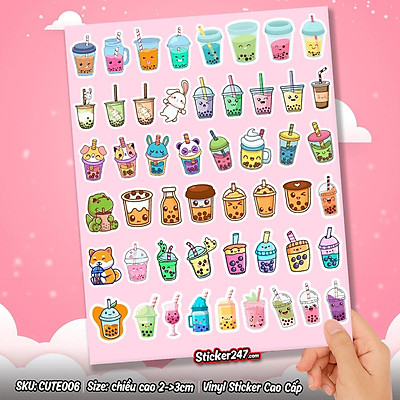 Mua ̣̂ ̀ Sticker Cốc Trà Sữa Siêu Cute không thấm nước, lột không ...