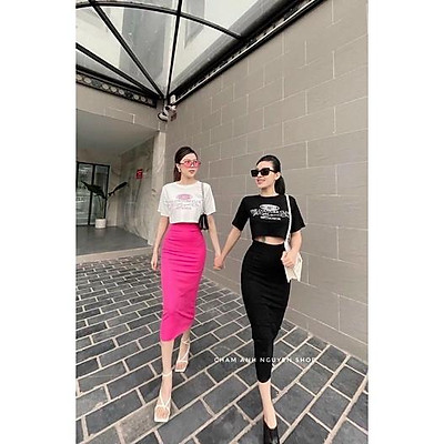 V427  Váy thun cổ polo dáng dài