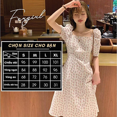 Đầm hoa nhí voan dự tiệc Váy hoa nhí midi Cao Cấp màu trắng vàng dáng   MiNhi Fashion