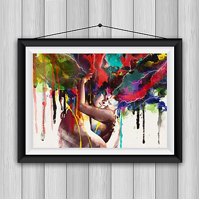 Mua Lovers Embrace Colored Drawing Painting Frameless Bedroom Wall ...