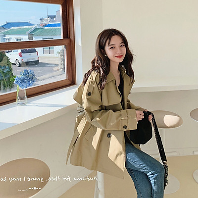 Mua Áo Vest Măng Tô Nữ Cột Eo Dáng Ngắn Một Hàng Nút Phong Cách Hàn Quốc |  Tiki