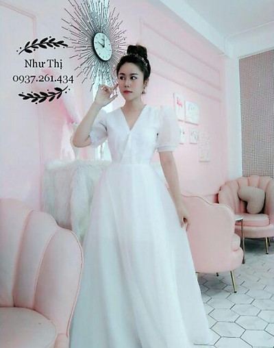 Đầm dạ hội lệch vai xẻ đùi màu trắng đỏ đen quyến rũ