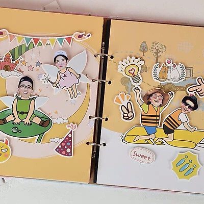 Album trẻ em sinh nhật mẫu thiết kế album trẻ em psd nền đỏ