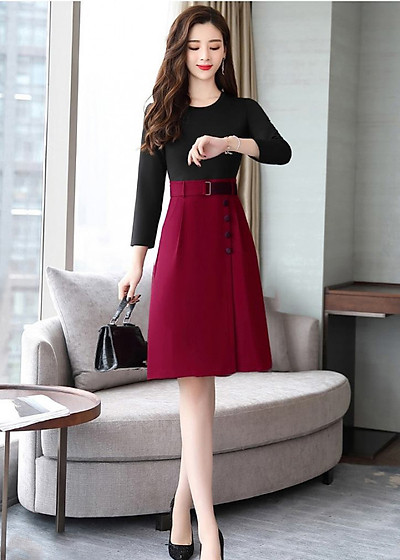 Set áo Dài Cách Tân Nhung đỏ Kèm Chân Váy  ANNSHOPVN