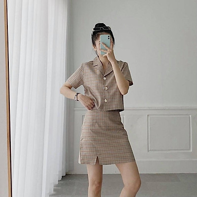 Set Áo Crotop Cổ Vest Kèm Chân Váy NAT2K12T2