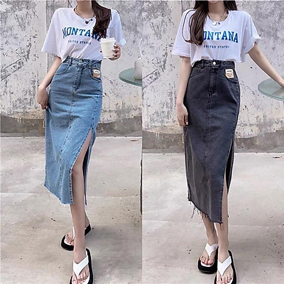 CHÂN VÁY JEANS XẺ XINH Mã 5495