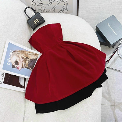 Set áo dài nhung đỏ cổ tròn bèo tay lửng kèm chân váy midi trắng xòe đi  chùa chúc Tết  Giá Tiki khuyến mãi 284000đ  Mua ngay  Tư vấn