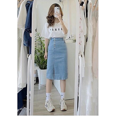 chân váy jean trắng giá tốt Tháng 7 2023  Mua ngay  Shopee Việt Nam