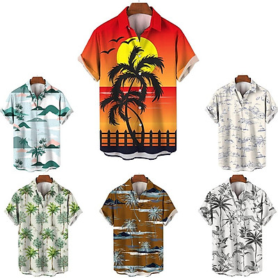 ÁO SƠ MI HAWAII HỌA TIẾT CÂY DỪA NHIỆT ĐỚI UNISEX ASM020