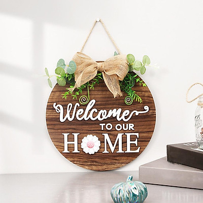 Mua Round Wooden Welcome Sign Wall Door Home Decoration Hanging ...