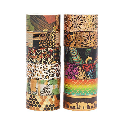 Mua 12 Rolls Washi Tape Set Gold Foil Wilderness Style Animal ...