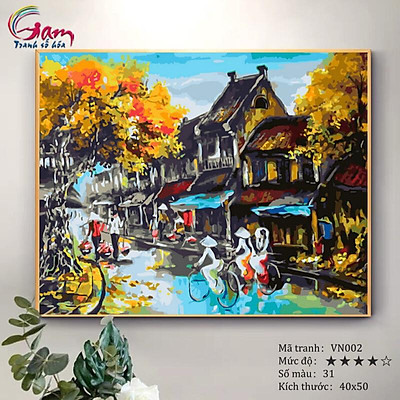 Mua Tranh Sơn Dầu Số Hóa Tự Tô Màu Phong Cảnh Việt Nam - Mã Vn002 Thu Về  Trên Phố Cổ Hà Nội Tại Tranhsohoagam | Tiki