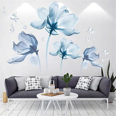 Mua 3d Blue Flower Wall Sticker For Living Room Wedding Bedroom ...