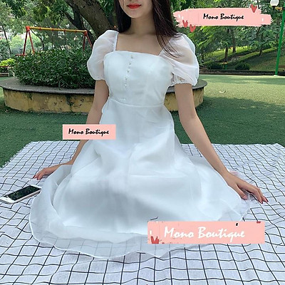 Đầm váy nữ xếp tầng màu trắng tôn da công chúa họa tiết đính cườm trước  ngực cực xinh phối voan tơ trẻ trung dự tiệc  Giá Sendo khuyến mãi  159000đ 