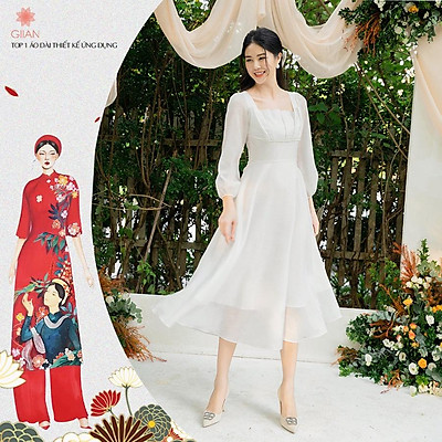 Váy babydoll váy trắng tiểu thư bánh bèo dáng dài tay bồng đầm dự tiệc  đi chơi siêu xinh dáng xòe vay005