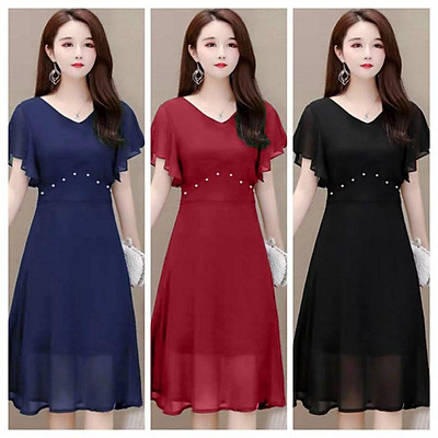 Đầm xòe cổ trái tim thắt nơ xinh sắn