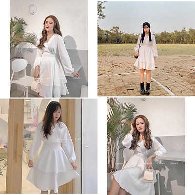 V6621 Váy trắng xoè dự tiệc  The Queen Fashion