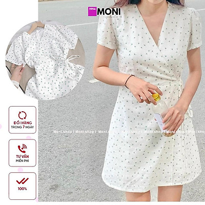 Đầm cổ V đắp chéo tùng váy dập ly màu vàng nhạt  Thời Trang Minh Trúc