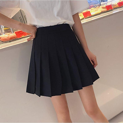 Váy xếp li 2 sọc xanh đỏ