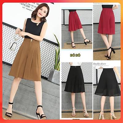 Giảm giá Quần ống rộng giả váy midi cát 2 nút chuu q2057  BeeCost