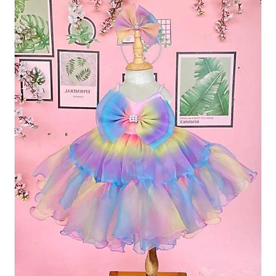 Váy đầm công chúa 7 sắc cầu vòng bé gái  Vân Kim Shop
