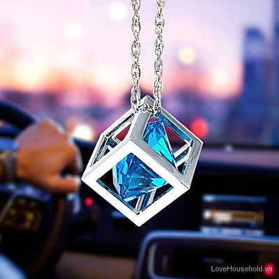 Mua Blue Diamond Cube Crystal Car Rear View Mirror Charms, Bling ...