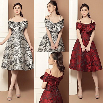 Nguyên tắc vàng chọn đầm xòe gấm họa tiết 4D cho tuổi trung niên   ALONGWALKER