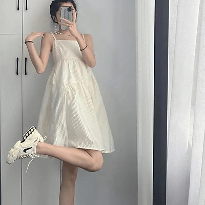 Váy Babydoll 2 Dây Buộc Nơ Công Chúa Trắng Nơ Ngực  MixASale