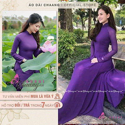 Mua Áo Dài Truyền Thống Màu Tím Chaang May Sẵn Áo Dài Đẹp Huế Mộng Mơ, Vải  Lụa Co Giãn | Tiki