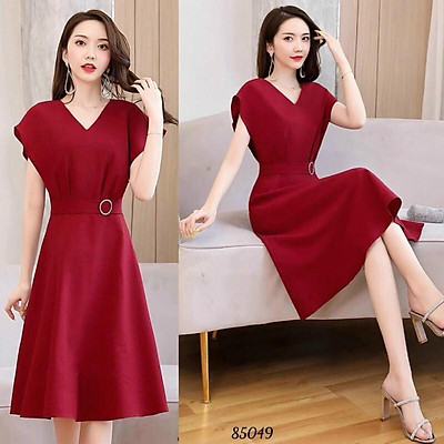 Đầm công sở tay cánh dơi kèm thắt lưng  Đầm công sở