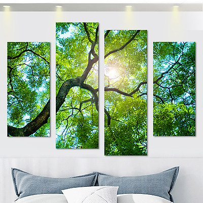 Mua 30x80cm 4 Panels (No Frame)Green tree Painting Canvas Wall Art ...