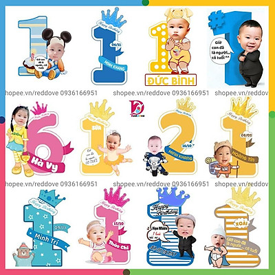 Combo Chibi Bé Gái 1 Tuổi Có Bảng Tên Bé  BiBo Party
