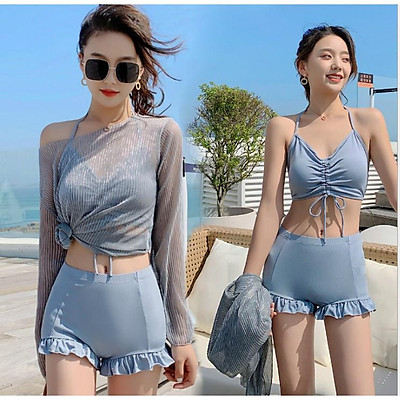 Mua Đồ Bơi Nữ Kín Đáo Đi Biển Queen Bikini Bikini Đi Biển Quảng Châu Bộ Đồ  Bơi Kín Đáo Có Áo Khoác Ngoài Bik37 - Xám Xanh,Freesize 40-60Kg Tại Online  Supermarket |