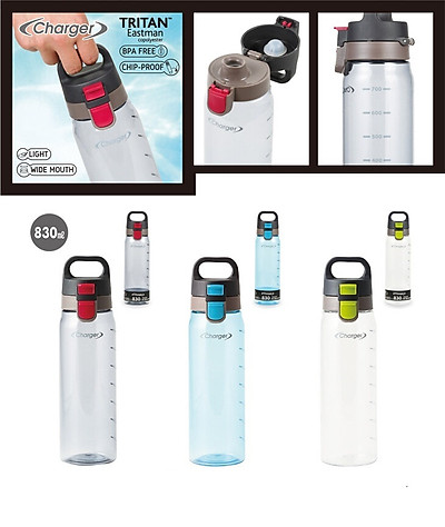 Set 02 bình nước Charger 830ml, làm từ nhựa cao cấp không chứa BPA, thân thiện