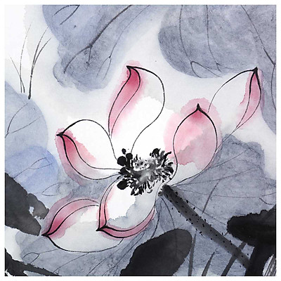 Mua Tooarts Lotus under Sun Chinese Painting Wall Art Artist Hand ...