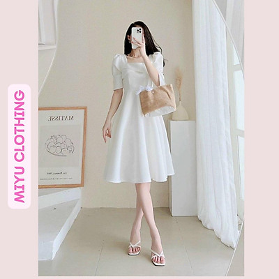 Đầm đen dự tiệc kiểu tay phồng hở lưng siêu sexy  DN524