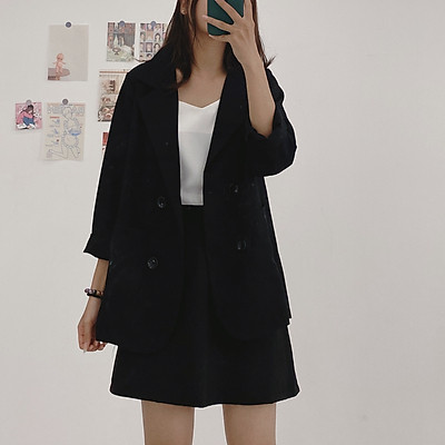Áo khoác Blazer  chân váy xếp ly dài