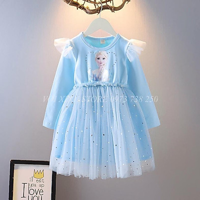 Váy công chúa elsa váy đầm bé gái đính đá GLV065