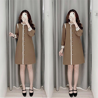 Set áo cổ vuông cài cúc kèm chân váy đắp túi  D2515  NHẬT VY BOUTIQUE