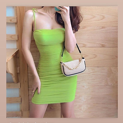 Váy 2 Dây Nhún Ôm Body Sexy Cotton Xuất Xịn Đen Trắng SHTDBD01  MixASale