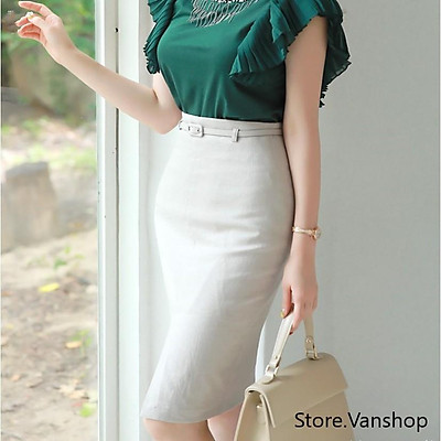 chân váy bút chì cạp cao dáng dài xẻ sau  Lazadavn