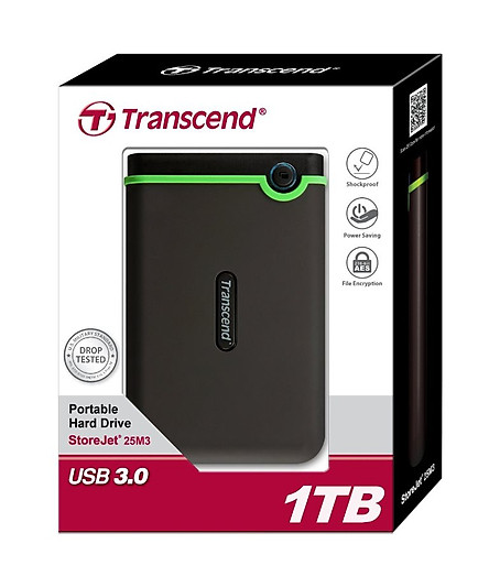 Ổ Cứng Di Động Transcend StoreJet M3S 1TB USB 3.0/3.1 - TS1TSJ25M3S - Hàng Chính Hãng