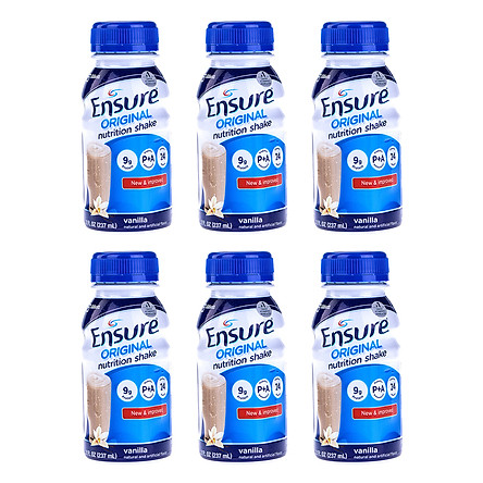 Combo 6 Chai Sữa Nước Ensure Liquid Vanilla (237ml)