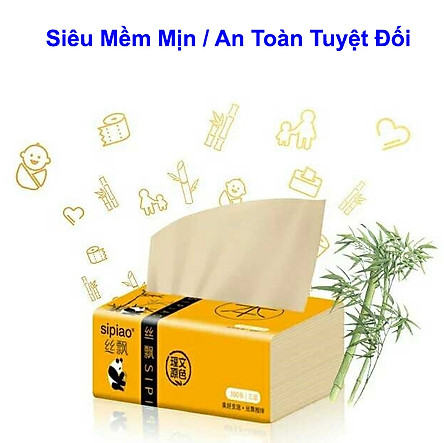 Giấy ăn gấu trúc siêu dai, an toàn khi sử dụng, giấy ăn sợi tre an toàn không chất tẩy trắng (Thùng 30 gói)