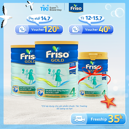 Bộ 2 Hộp Sữa Bột Friso Gold 4 1400g Dành Cho Trẻ Từ 2 - 6 Tuổi + Tặng Lon Sữa Friso Gold 4 380g