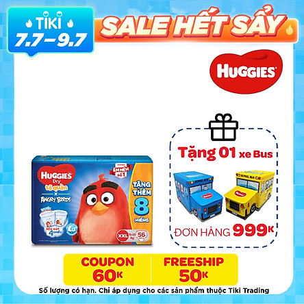 Tã Quần Huggies Dry Gói Cực Đại Angry Birds Phiên Bản Giới Hạn XXL56 (56 Miếng) - Tặng 8 Miếng