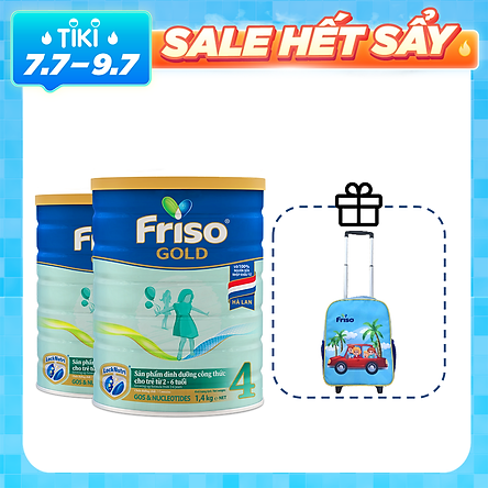 Bộ 2 Hộp Sữa Bột Friso Gold 4 Dành Cho Trẻ Từ 2 - 6 Tuổi 1400g  + Vali Tay Kéo Cho Bé